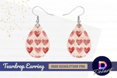 Watercolor hearts repeating pattern Teardrop Earring PNG Product Image 1