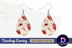 Abstract red strawberry and paint Teardrop Earring PNG Product Image 1