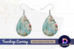 Floral embellishments on distressed Teardrop Earring PNG Product Image 1
