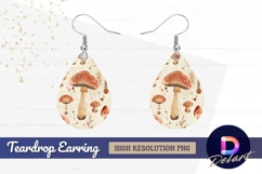 Watercolor mushroom pattern Teardrop Earring PNG Product Image 1