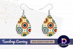 Retro circles abstract colorful Teardrop Earring PNG Product Image 1