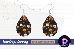 Halloween pumpkins ghosts and Teardrop Earring PNG Product Image 1