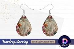 Floral grunge background with vintage Teardrop Earring PNG Product Image 1