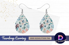 Watercolor mermaid sea stones Teardrop Earring PNG Product Image 1