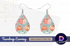 Watercolor pumpkins seamless pattern Teardrop Earring PNG Product Image 1