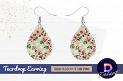 Vintage floral seamless pattern design Teardrop Earring PNG Product Image 1