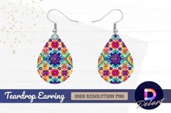 Colorful floral pattern inspired Teardrop Earring PNG Product Image 1
