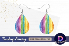 Watercolor rainbow stripes colorful Teardrop Earring PNG Product Image 1
