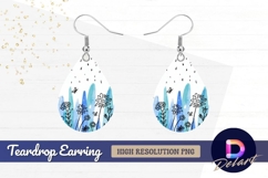 Watercolor flowers with rain Teardrop Earring PNG Product Image 1
