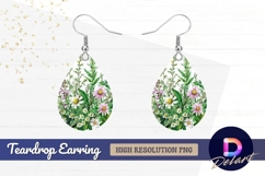 Vintage floral illustration Teardrop Earring PNG Product Image 1
