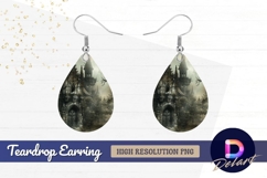 Spooky abandoned castle gothic Teardrop Earring PNG Product Image 1