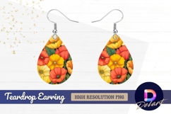 Poppy floral background Teardrop Earring PNG Product Image 1