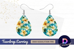 Plumeria flowers and tropical Teardrop Earring PNG Product Image 1