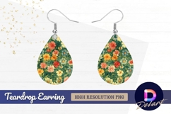 Colorful wildflower pattern design Teardrop Earring PNG Product Image 1