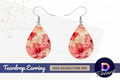 Hibiscus floral pattern in red and Teardrop Earring PNG Product Image 1