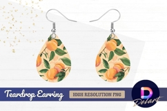 Watercolor peach fruit Teardrop Earring PNG Product Image 1