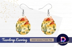 Watercolor desert landscape with Teardrop Earring PNG Product Image 1