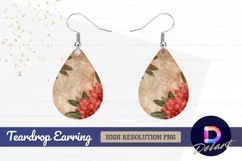 Red floral pattern for Teardrop Earring PNG Product Image 1