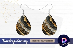 Abstract black and gold agate texture Teardrop Earring PNG Product Image 1