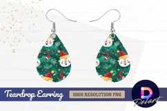 Christmas deer and holly Teardrop Earring PNG Product Image 1