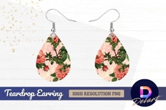 Antique floral roses design Teardrop Earring PNG Product Image 1