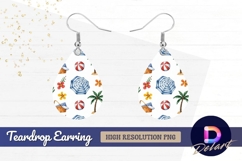 Watercolor summer beach elements Teardrop Earring PNG Product Image 1