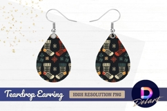 Christmas socks pattern festive winter Teardrop Earring PNG Product Image 1