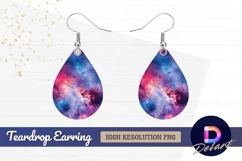 Colorful galaxy nebula cosmic space Teardrop Earring PNG Product Image 1