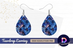 Stained glass hearts pattern Teardrop Earring PNG Product Image 1