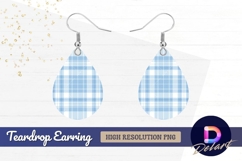Blue and white plaid pattern Teardrop Earring PNG Product Image 1