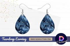 Elegant blue pumpkins and leaves Teardrop Earring PNG Product Image 1