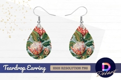 Protea flowers seamless pattern with Teardrop Earring PNG Product Image 1