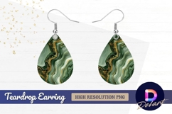Green and gold agate stone teardrop Teardrop Earring PNG Product Image 1