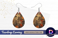 Autumn leaves on distressed grunge Teardrop Earring PNG Product Image 1