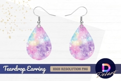 Pastel watercolor galaxy texture Teardrop Earring PNG Product Image 1