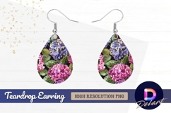 Hydrangea flower pattern watercolor Teardrop Earring PNG Product Image 1