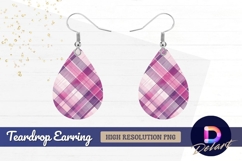 Pink and purple plaid pattern Teardrop Earring PNG Product Image 1