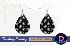White snowflakes winter pattern on Teardrop Earring PNG Product Image 1