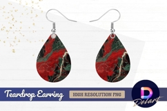 Red green black marble stone Teardrop Earring PNG Product Image 1