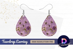 Bees and purple flowers Teardrop Earring PNG Product Image 1