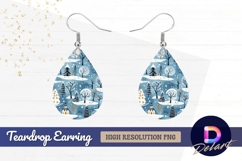 Whimsical winter landscape pattern Teardrop Earring PNG Product Image 1