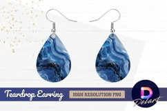 Blue agate texture with gold veins Teardrop Earring PNG Product Image 1