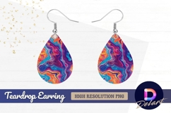 Abstract colorful fluid art background Teardrop Earring PNG Product Image 1