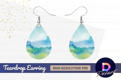Watercolor abstract landscape Teardrop Earring PNG Product Image 1