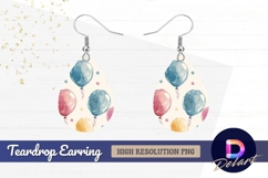 Watercolor balloon party Teardrop Earring PNG Product Image 1