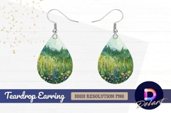 Watercolor wildflower meadow with Teardrop Earring PNG Product Image 1