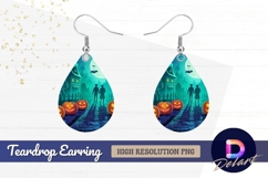 Halloween night with pumpkins Teardrop Earring PNG Product Image 1
