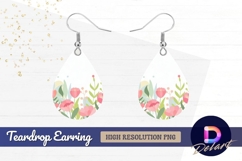 Delicate pink floral background Teardrop Earring PNG Product Image 1