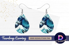 Oil painting of dramatic ocean Teardrop Earring PNG Product Image 1