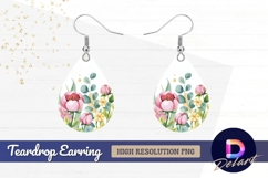 Watercolor floral arrangement Teardrop Earring PNG Product Image 1